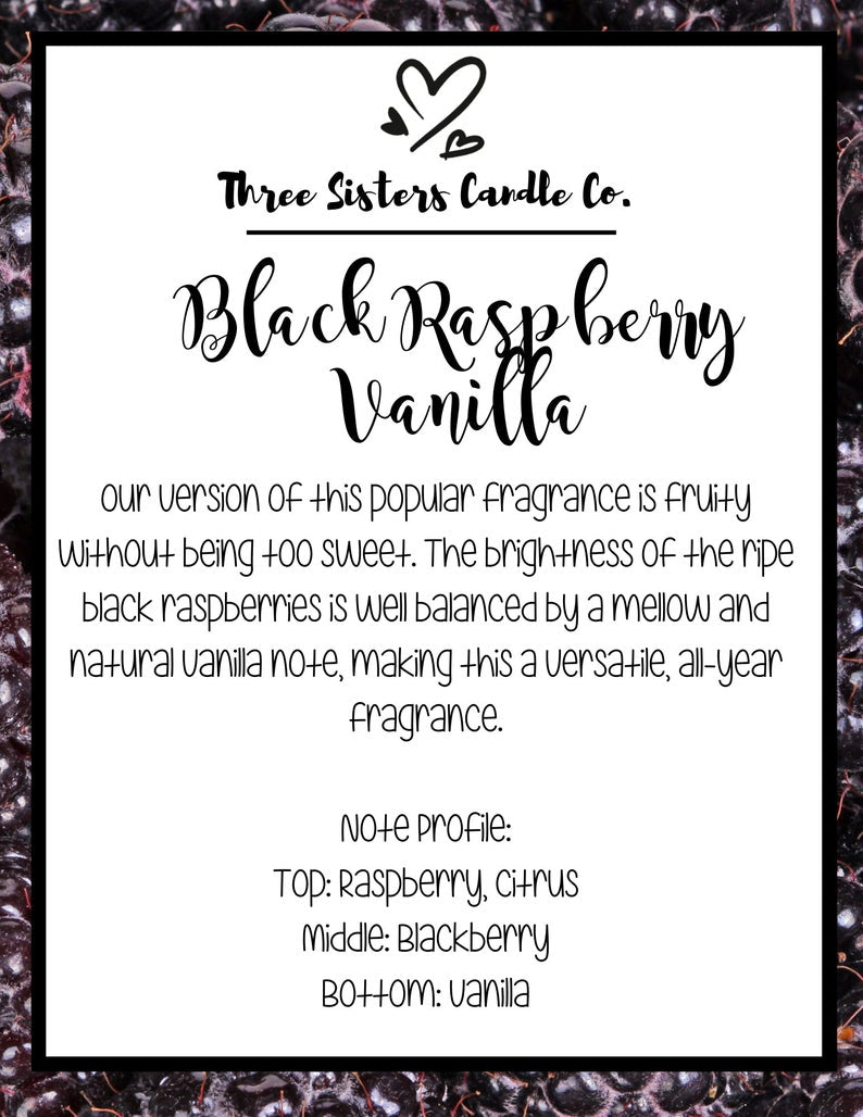 Black Raspberry Vanilla Soy Candle - Candle Gift - Wedding Favors - Scented Candle