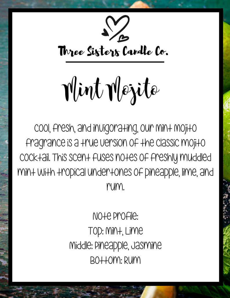Mint Mojitio Soy Candle - Candle Gift - Wedding Favors - Scented Candle