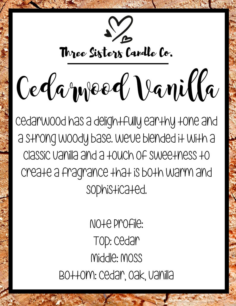 Cedarwood Vanilla Soy Candle - Candle Gift - Wedding Favors - Scented Candle