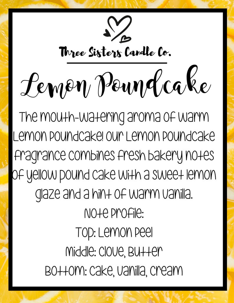 Lemon Poundcake Soy Candle - Candle Gift - Wedding Favors - Scented Candle
