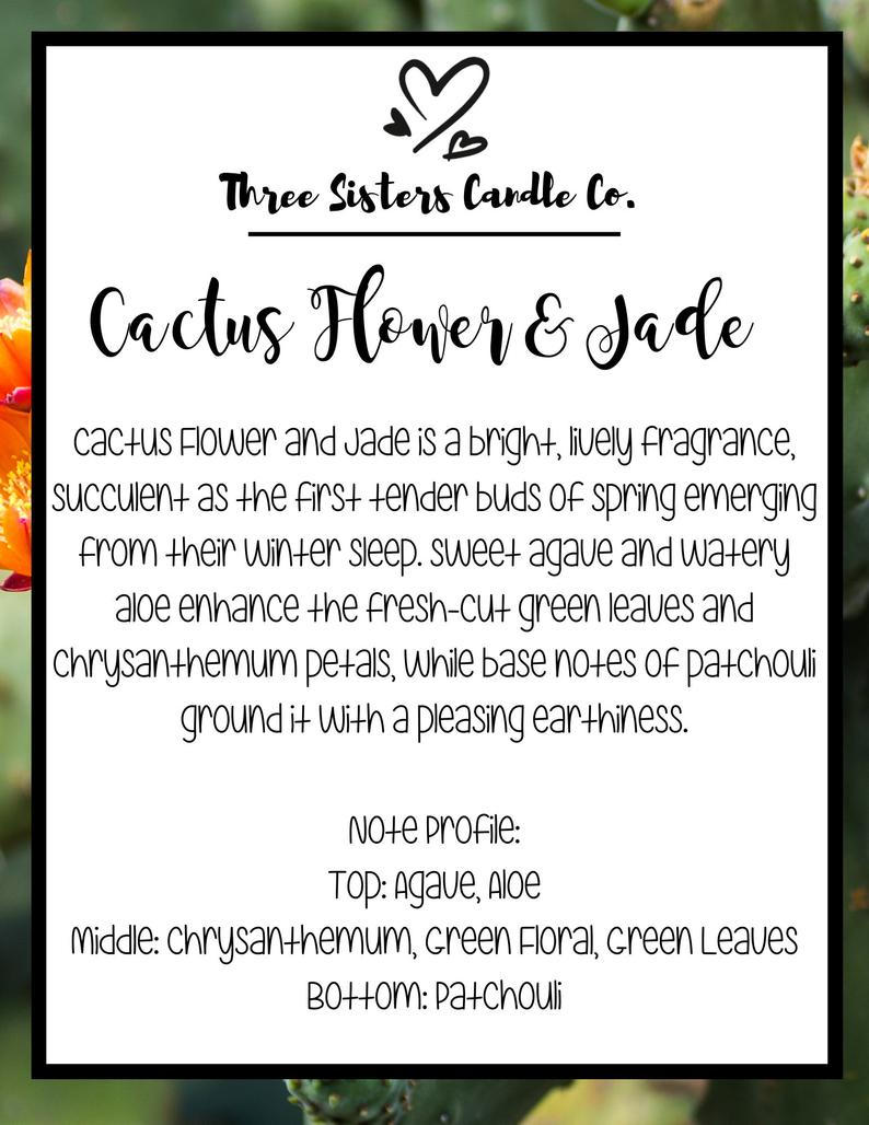Cactus Flower & Jade Soy Candle - Candle Gift - Scented Candle - Farmhouse Decor