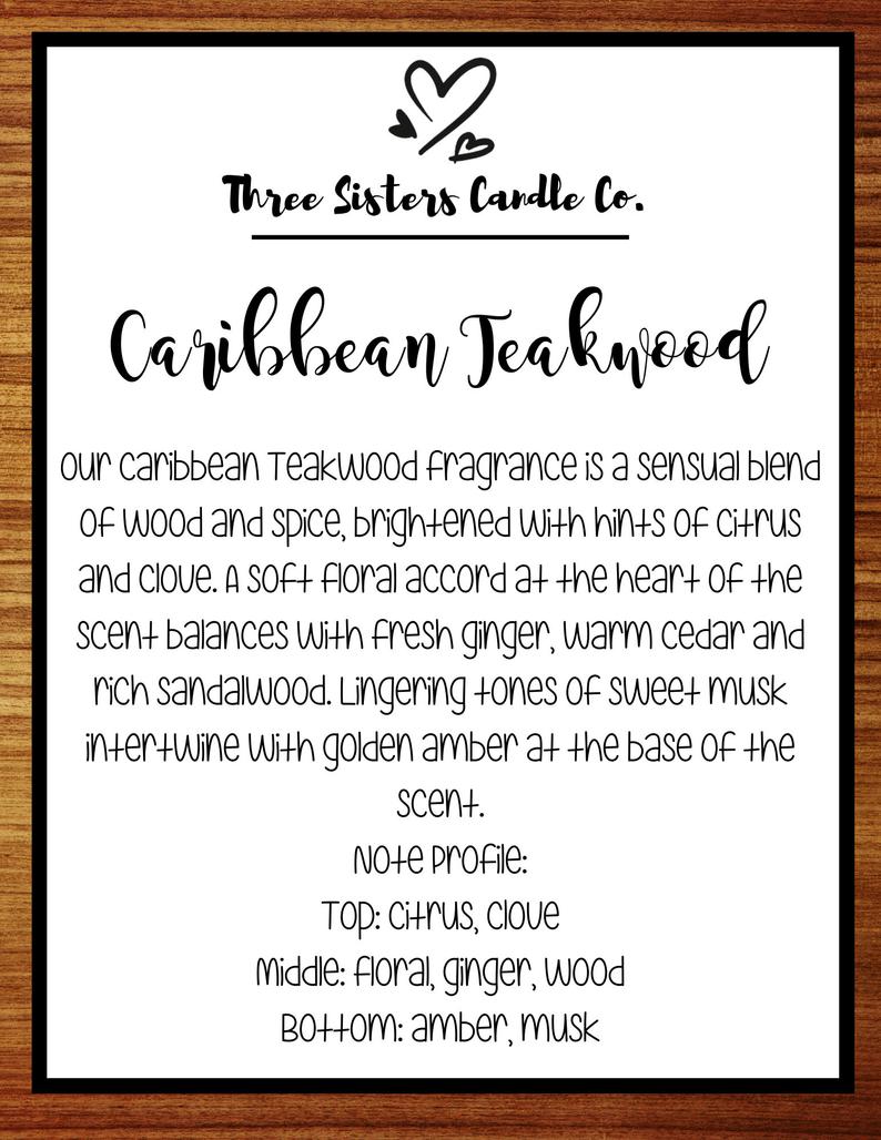 Caribbean Teakwood Soy Candle - Candle Gift - Scented Candle - Farmhouse Decor