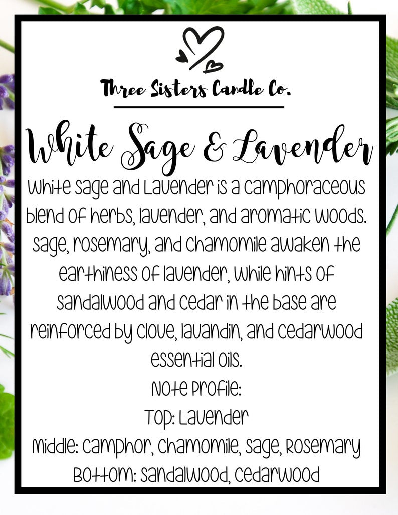 White Sage & Lavender Soy Candle - Candle Gift - Scented Candle - Farmhouse Decor