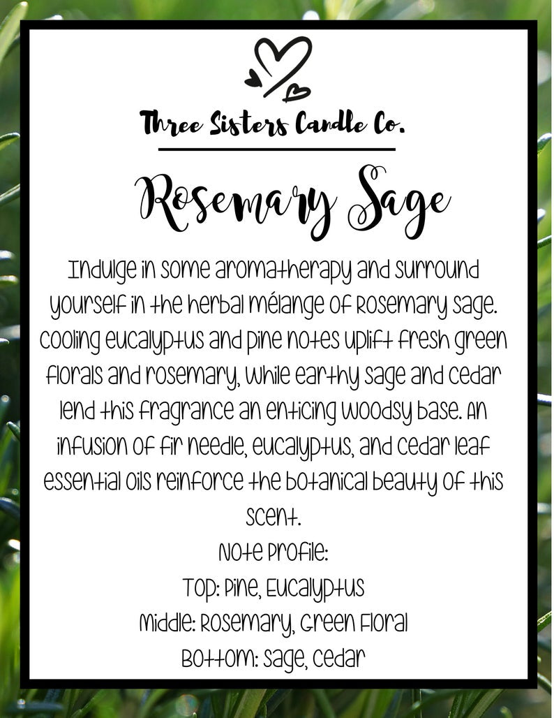 Rosemary Sage Soy Candle - Candle Gift - Scented Candle - Farmhouse Decor