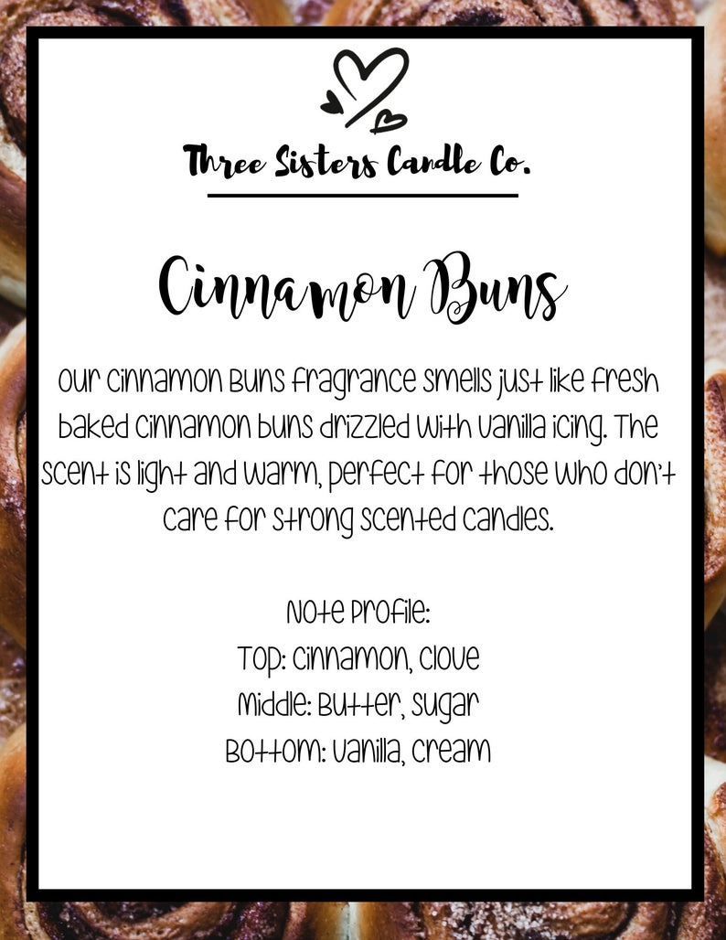 Cinnamon Buns Soy Candle - Candle Gift - Wedding Favors - Scented Candle