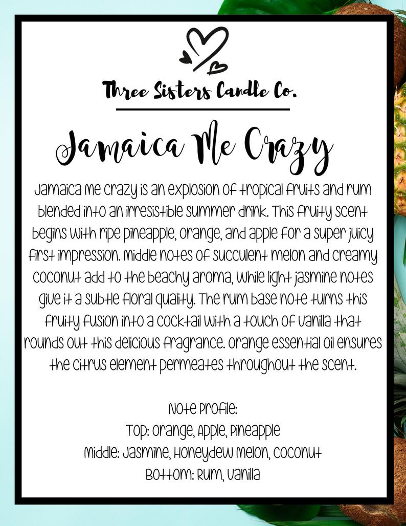 Jamaica Me Crazy Soy Candle - Candle Gift - Scented Candle - Farmhouse Decor