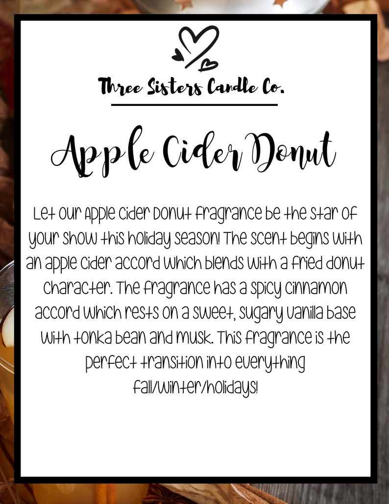 Apple Cider Donut Soy Candle - Candle Gift - Scented Candle - Farmhouse Decor