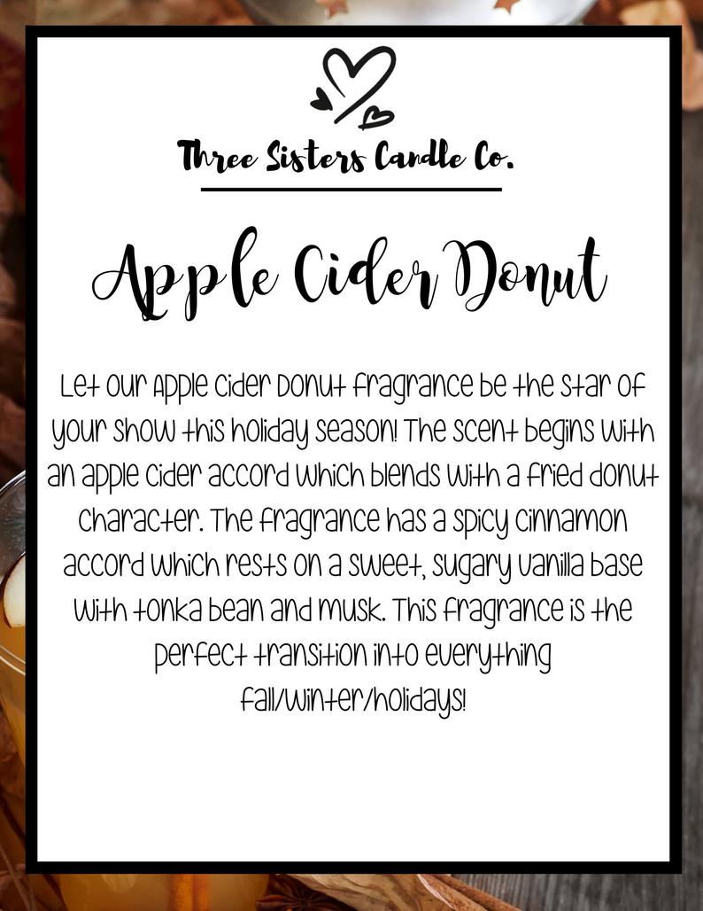 Apple Cider Donut Soy Candle - Candle Gift - Wedding Favors - Scented Candle
