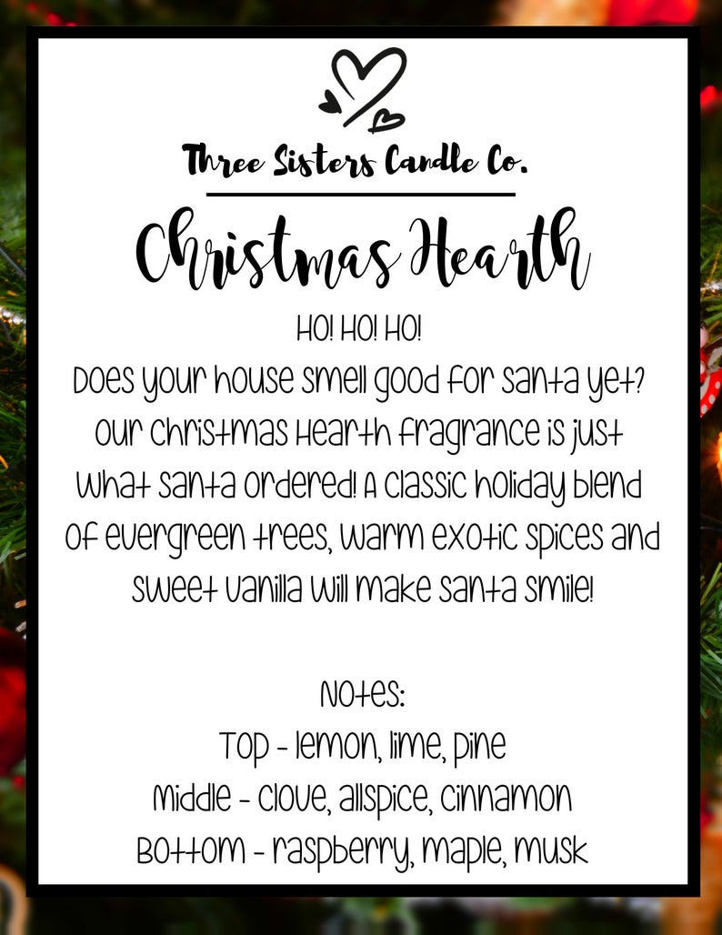 Christmas Hearth Soy Candle - Candle Gift - Wedding Favors - Scented Candle