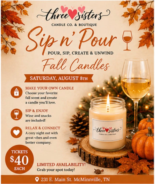 🍂 Fall Sip n’ Pour Registration - 8/8 - 6PM