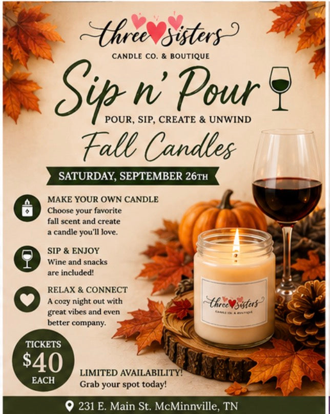 🍂 Fall Sip n’ Pour Registration - 9/26- 6:00 pm