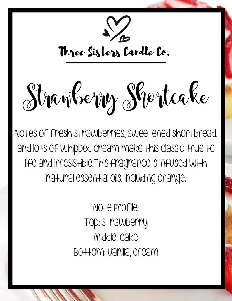 Strawberry Shortcake Soy Candle - Candle Gift - Wedding Favors - Scented Candle
