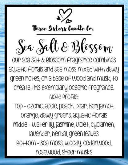Sea Salt & Blossom Soy Candle - Spring Candle - Scented Candle - Farmhouse Decor
