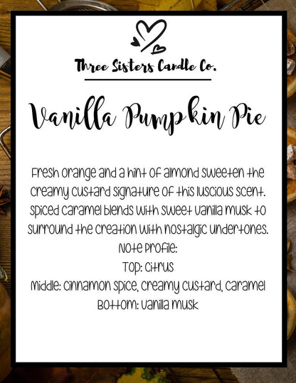 Vanilla Pumpkin Pie Candle - Candle Gift - Scented Candle - Farmhouse Decor