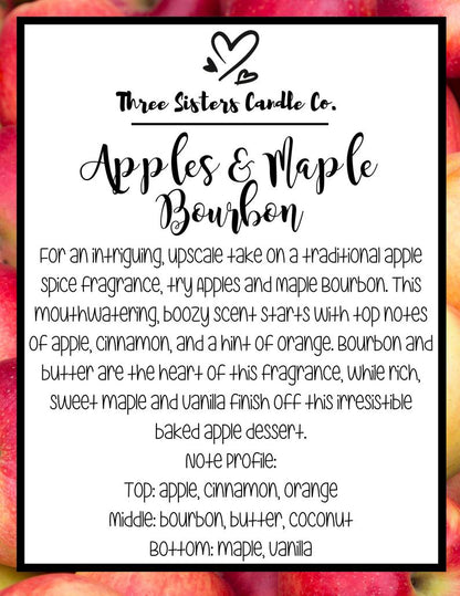 Apples & Maple Bourbon Soy Candle - Candle Gift - Wedding Favors - Scented Candle