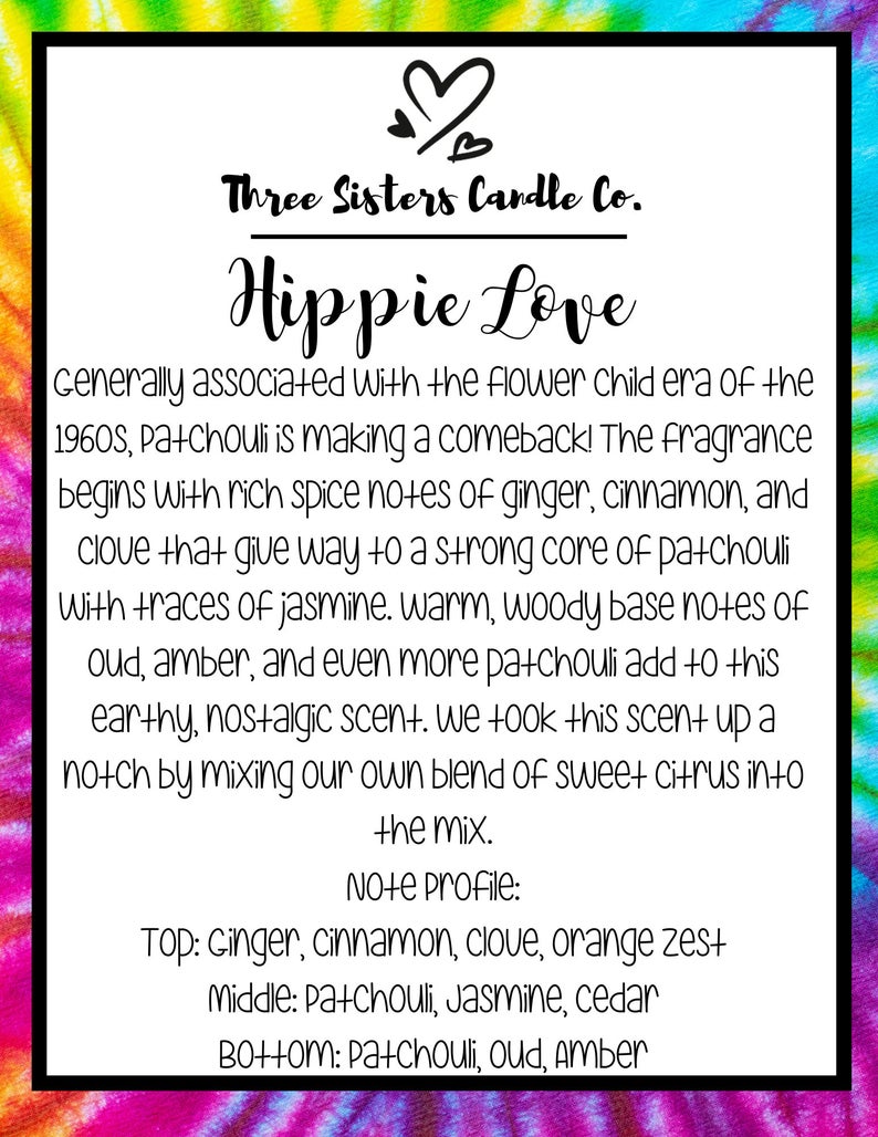 Hippie Love Soy Candle - Candle Gift - Wedding Favors - Scented Candle