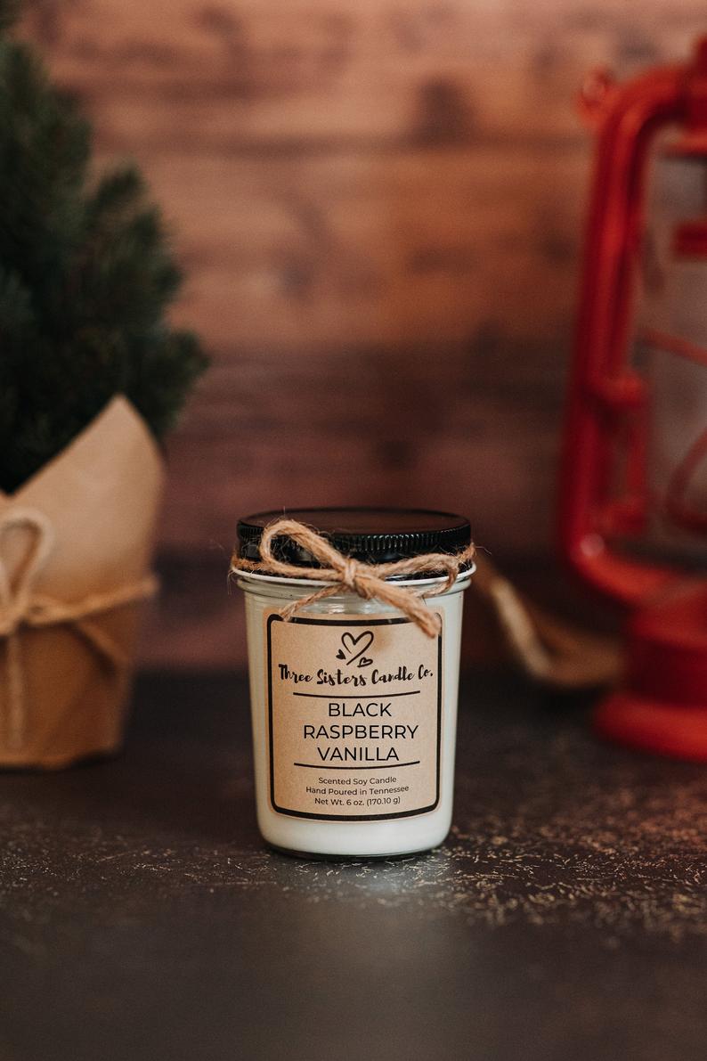 Black Raspberry Vanilla Soy Candle - Candle Gift - Scented Candle - Farmhouse Decor