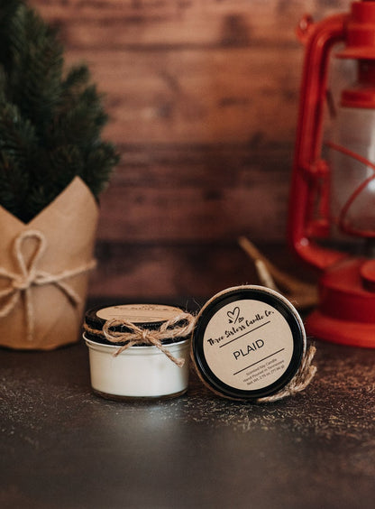 Plaid Soy Candle - Candle Gift - Wedding Favors - Scented Candle