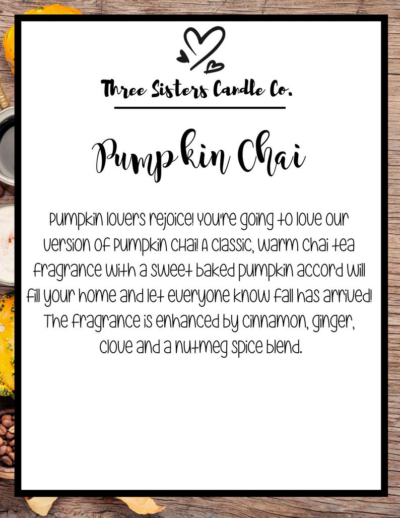 Pumpkin Chai Soy Candle - Candle Gift - Wedding Favors - Scented Candle