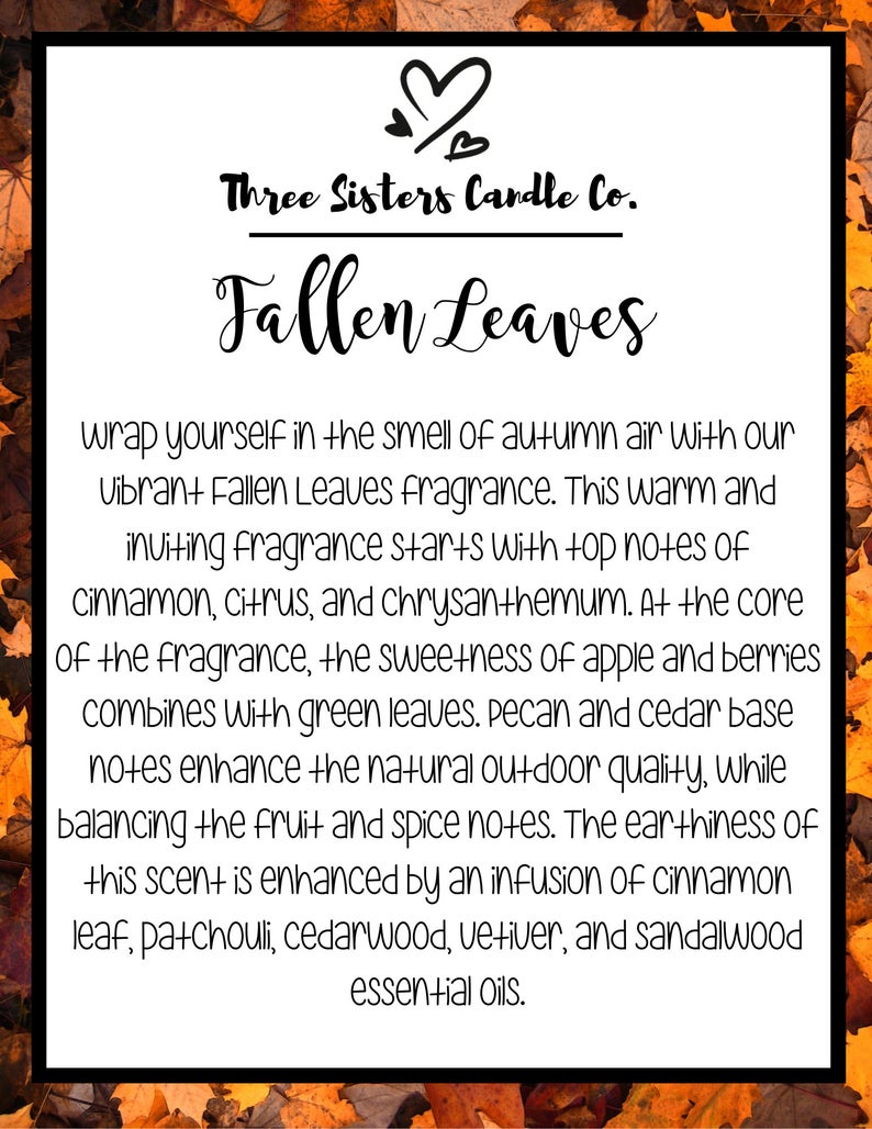 Fallen Leaves Soy Candle - Candle Gift - Wedding Favors - Scented Candle